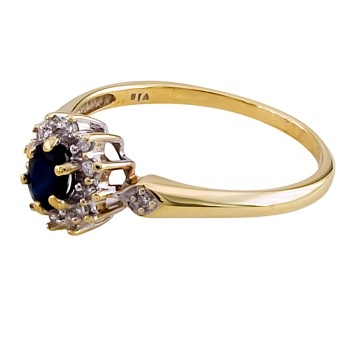 9ct gold Sapphire/Diamond Cluster Ring size P